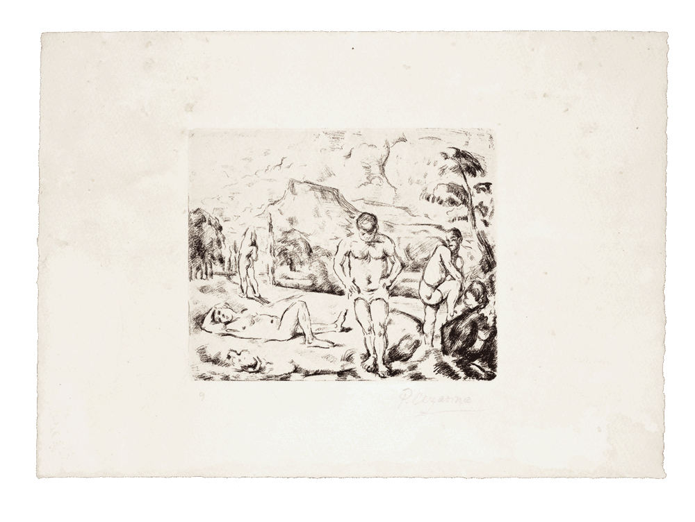 セザンヌの「水浴図」の銅版画シート