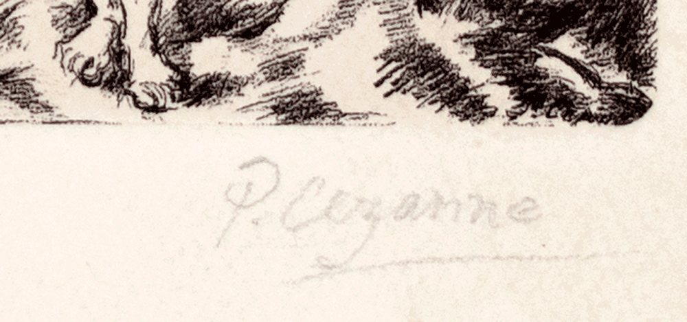 セザンヌの「水浴図」の銅版画　サイン部分